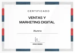 Certificado de alumno al cursar Programa Ventas y Marketing Digital
