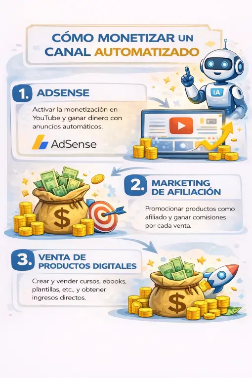 Los tres pasos principales al monetizar un canal de YouTube  automatizado