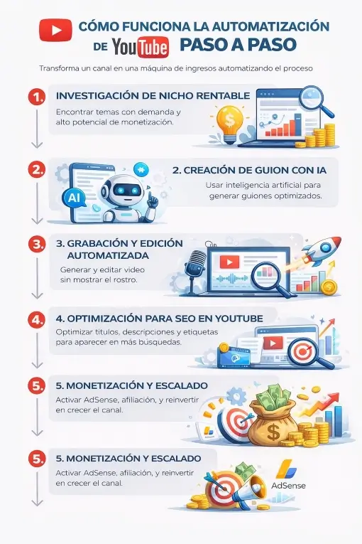 Proceso de los pasos a seguir para automatizar un canal de YouTube